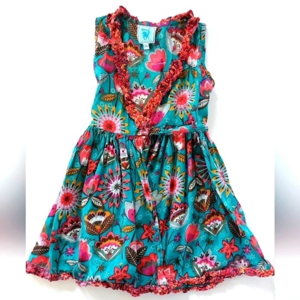 Turquoise floral wrap dress‎ Toddler Size 3T (2A) Beach Dress Karma Living